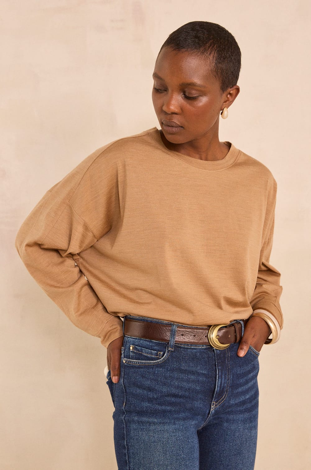 T-shirt manches longues maille dense Th&eacute;ophile;${refinementColor}
