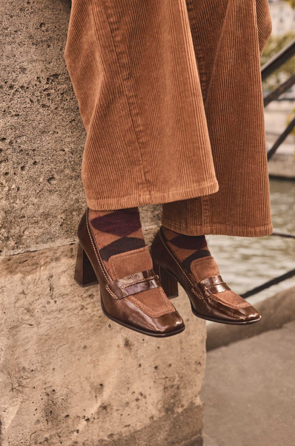 Leather heeled loafers OPHELIE;${refinementColor}
