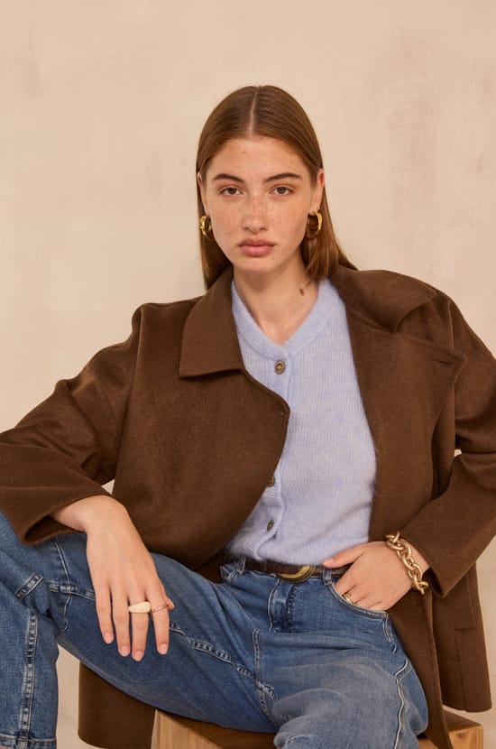 Long sleeve wool blend jacket CYRILE;${refinementColor}