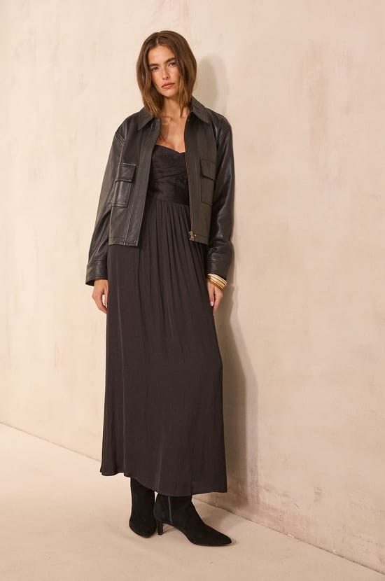 Long strapless wrap dress PASSION;${refinementColor}