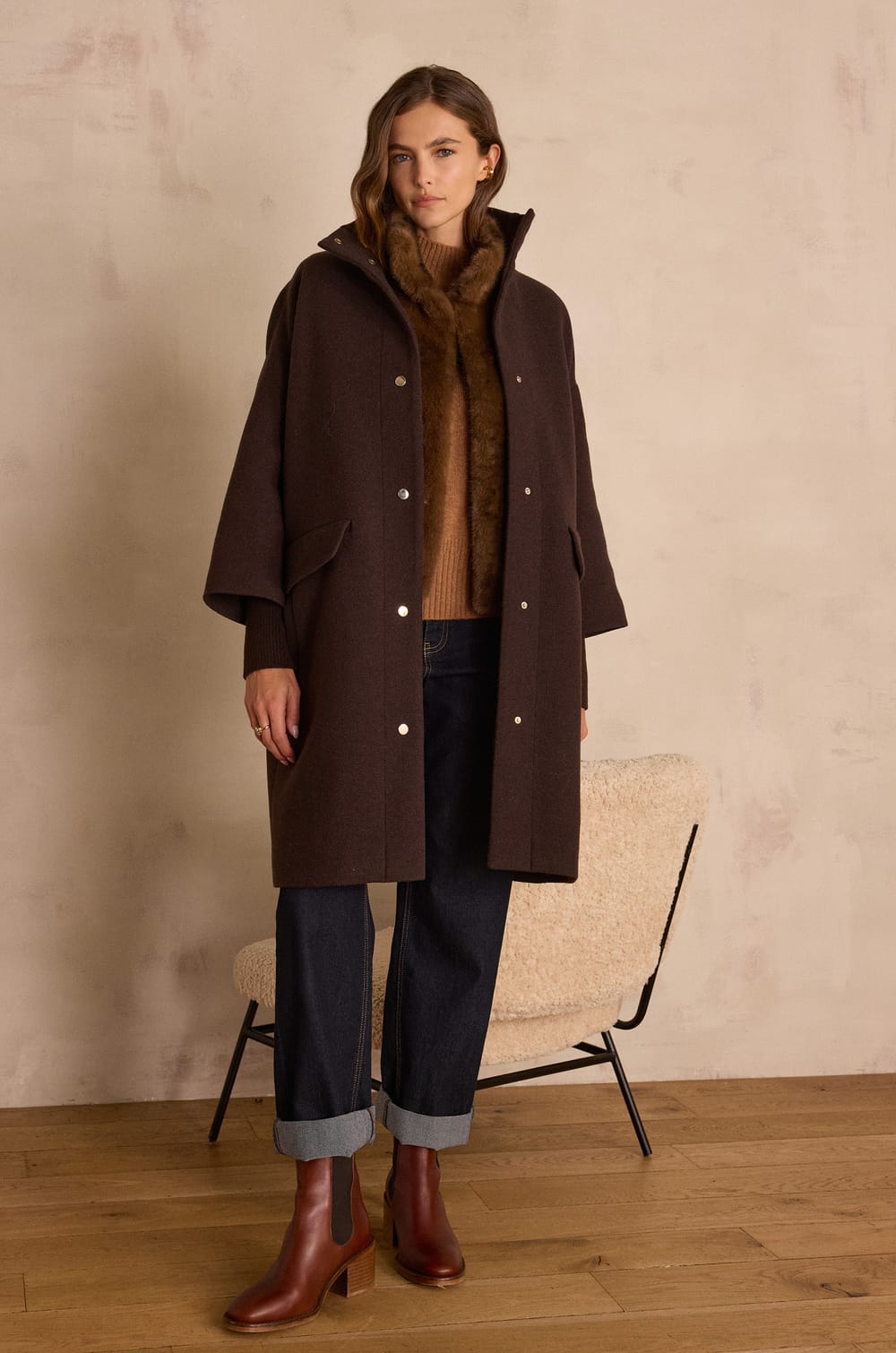 MAGDA mid-length wool coat;${refinementColor}