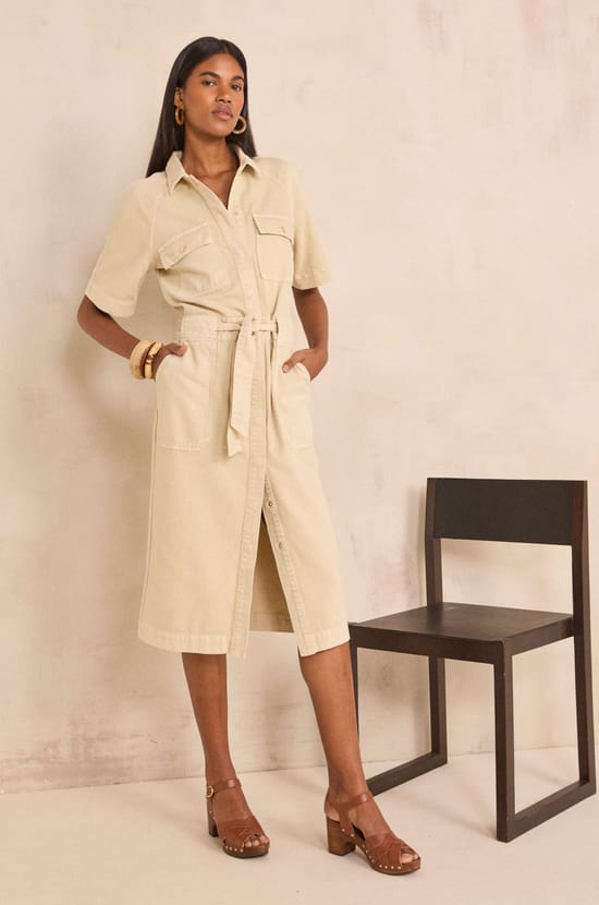 BETANIE cotton saharan dress;${refinementColor}