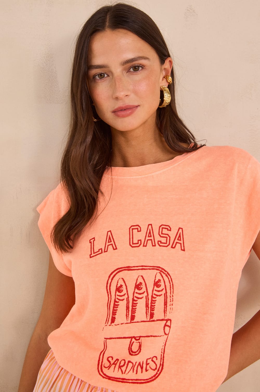 Short-sleeve printed T-shirt in hemp and cotton LOIC;${refinementColor}