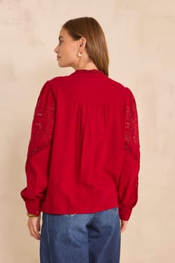 Long-sleeved cotton embroidered blouse MARTHA;${refinementColor}