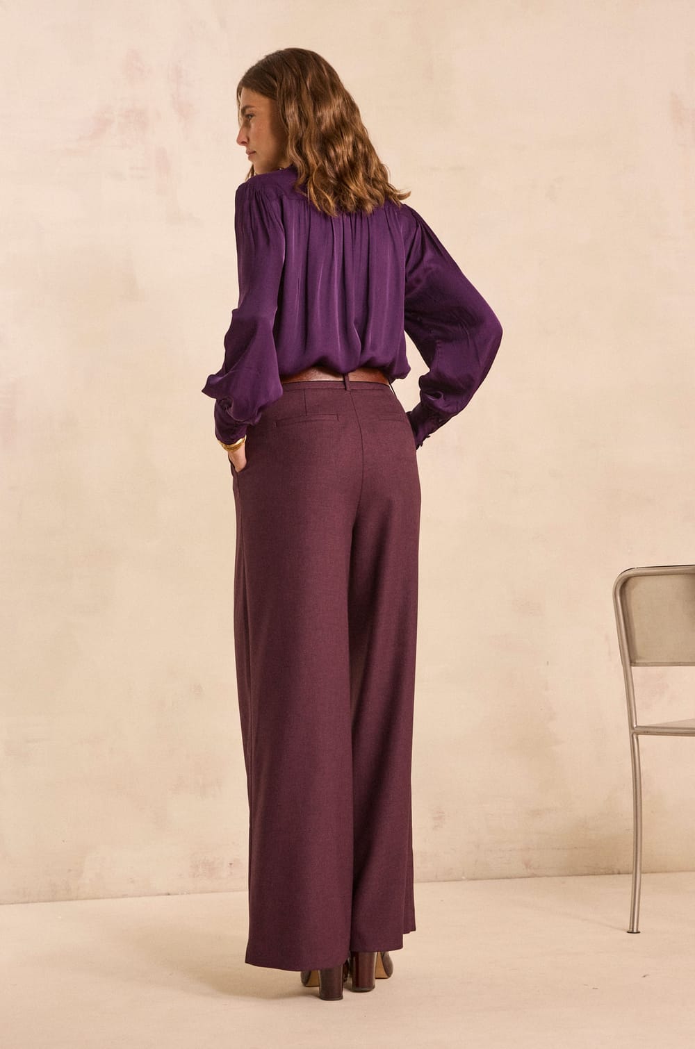 High-waisted wide-leg trousers FLAUBERT;${refinementColor}