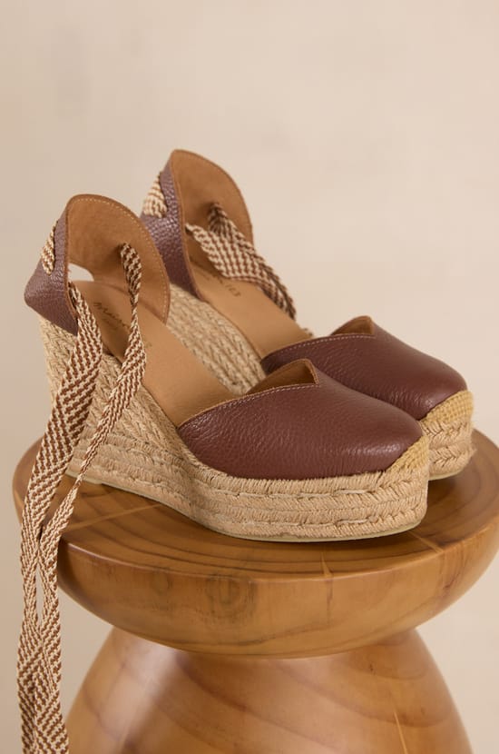 STAN leather wedge espadrilles;${refinementColor}