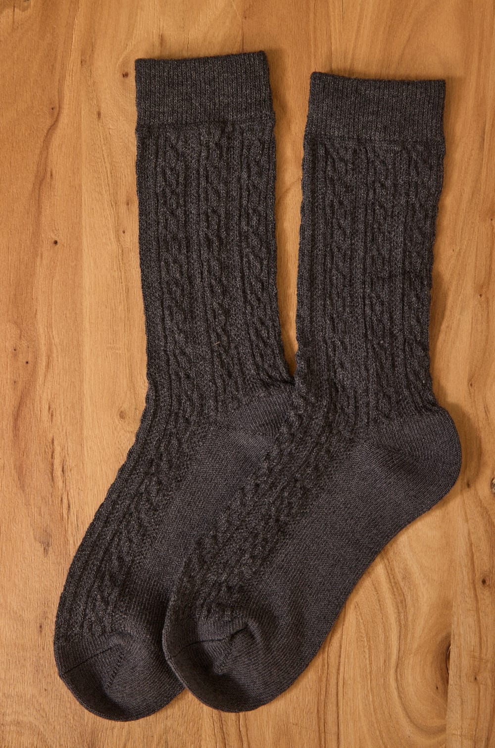 Charcoal gray mixed wool knit socks FANNY;${refinementColor}