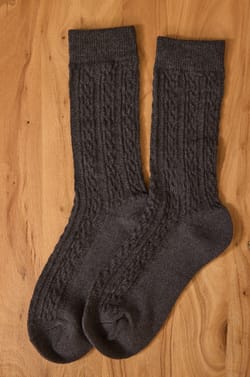 Charcoal gray mixed wool knit socks FANNY;${refinementColor}