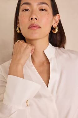 V-neck satin Shirt BASILE;${refinementColor}