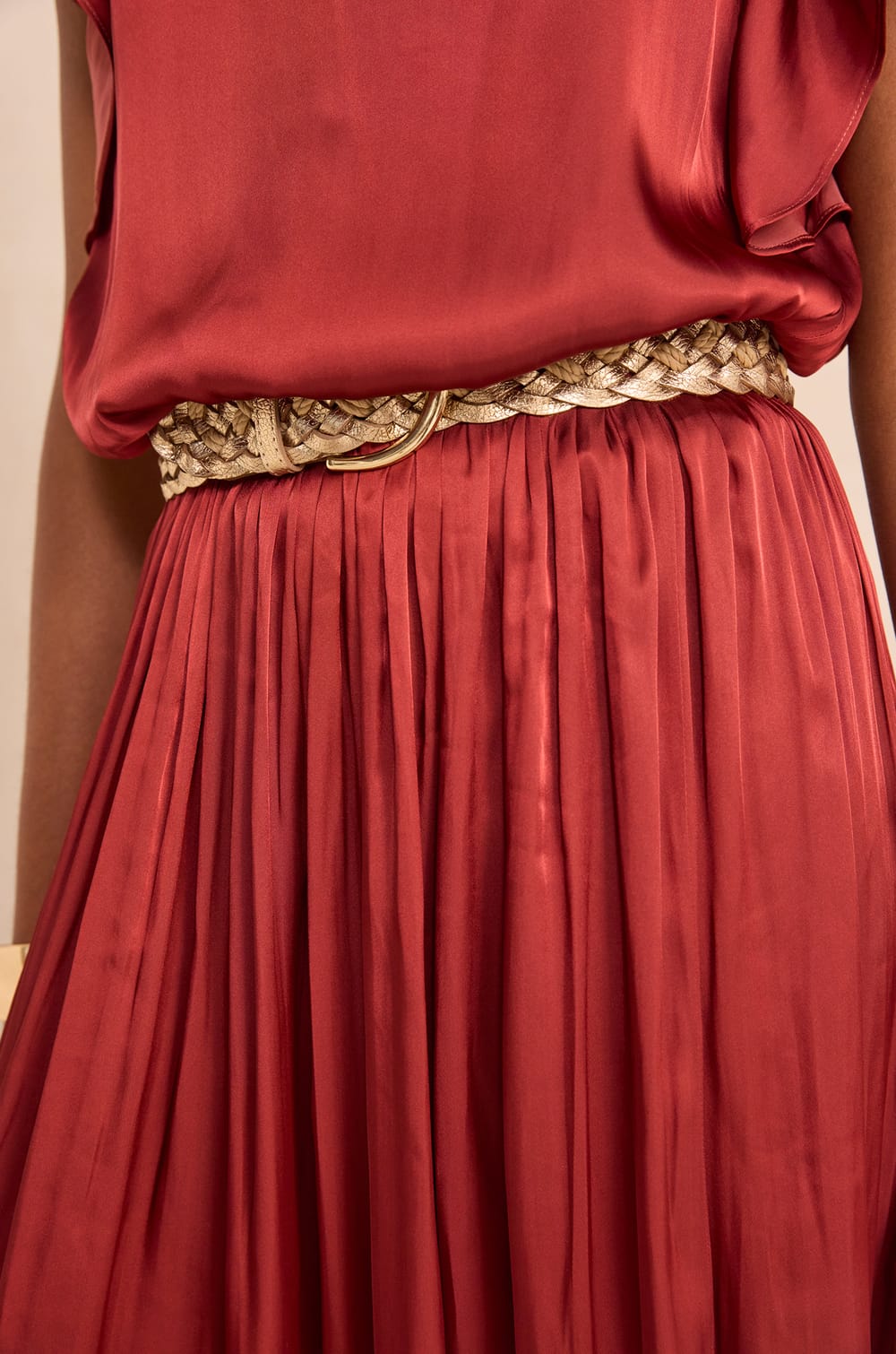 JULIANA satin midi skirt;${refinementColor}