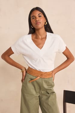 Pretty short-sleeved cotton top;${refinementColor}