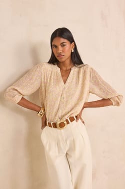 Printed long sleeve blouse DELPHINE;${refinementColor}