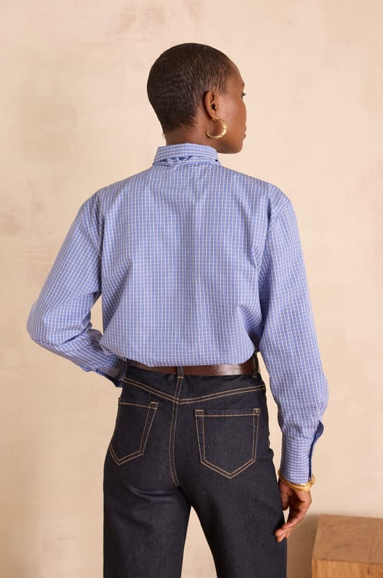 SANDRINE 100% cotton shirt with pussy bow collar;${refinementColor}