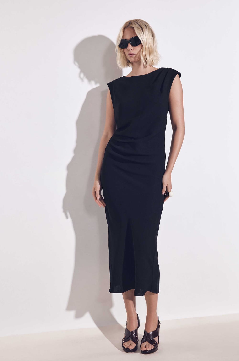BIANCA straight dress with slit;${refinementColor}