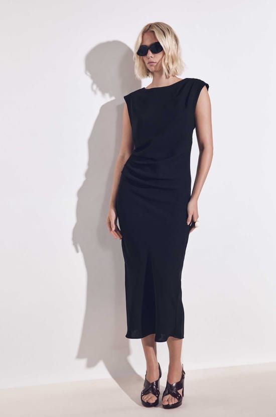 BIANCA straight dress with slit;${refinementColor}