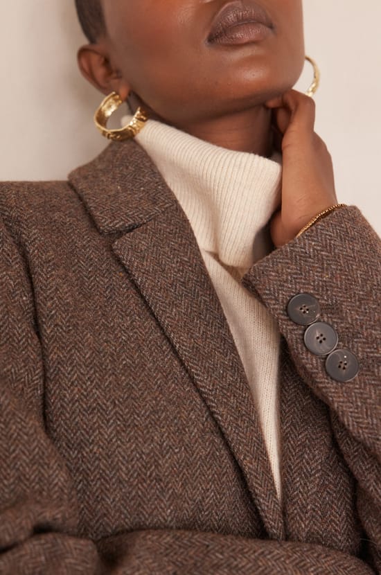 ANABELLE coat with chevron pattern;${refinementColor}