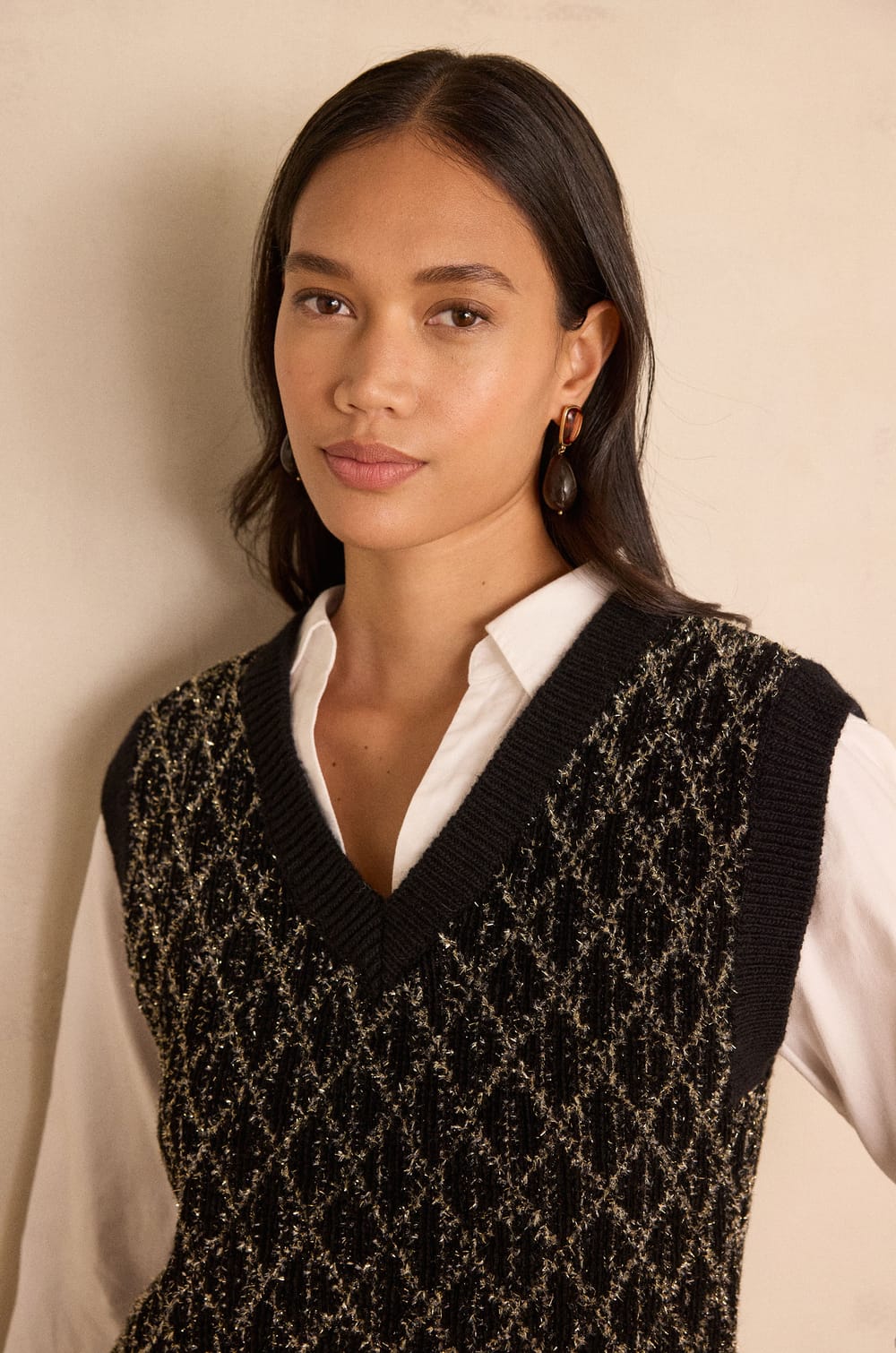 BAXTER sleeveless V-neck jumper;${refinementColor}