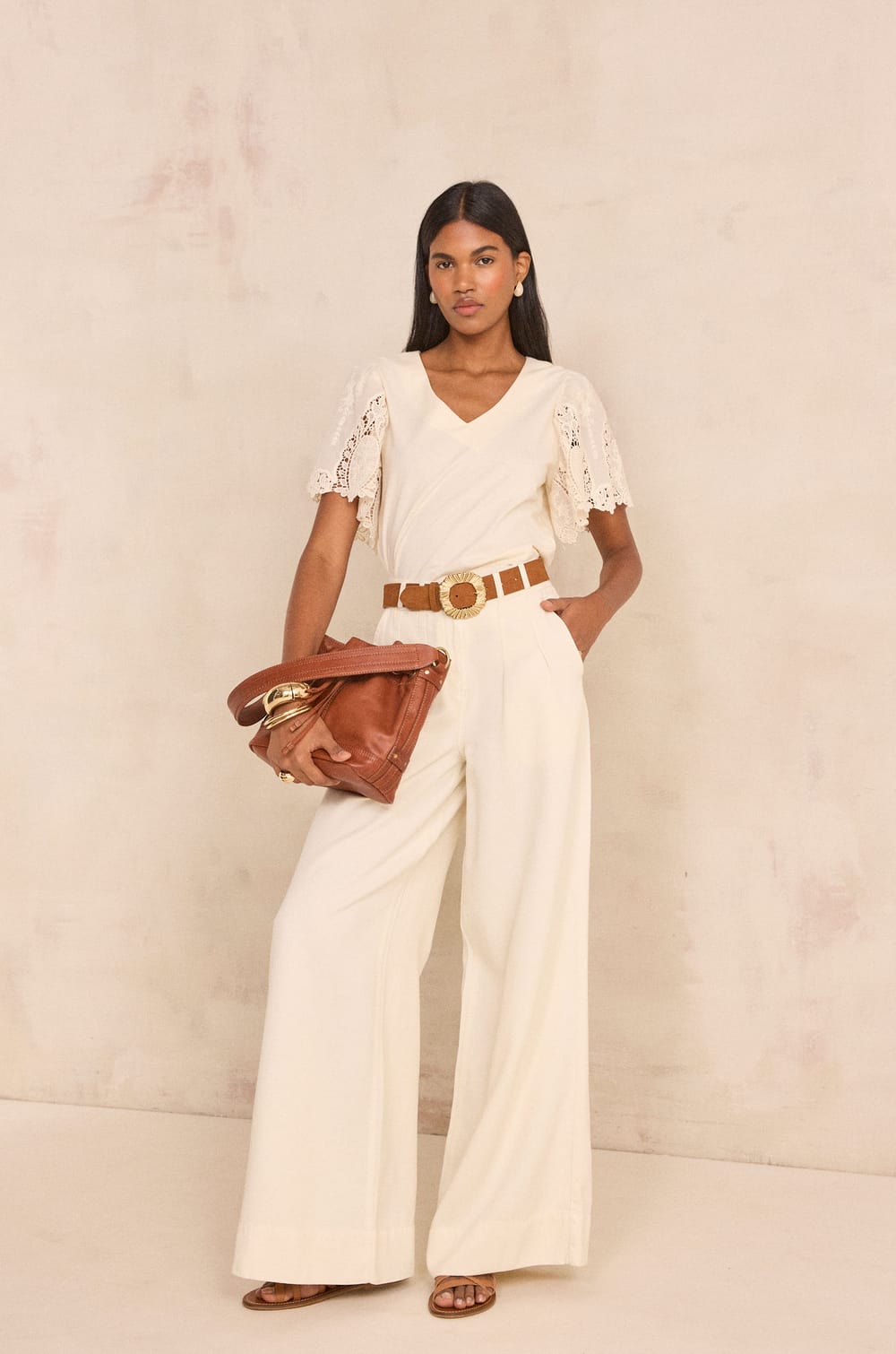 Embroidered short sleeve cotton T-shirt LOLA;${refinementColor}