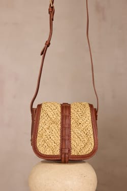 Sac en cuir et paille LUCIEN MINI;${refinementColor}