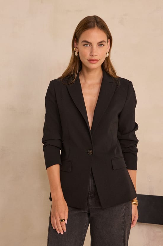 Black tailored jacket SIMONE;${refinementColor}