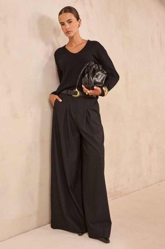High-waisted wide trousers LUCE;${refinementColor}
