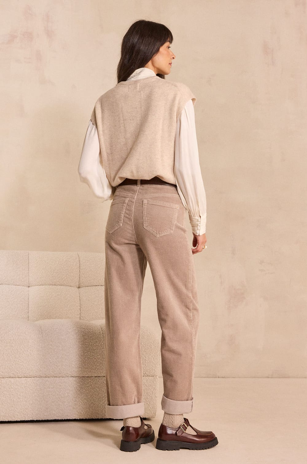 Straight velvet pants AGATHE;${refinementColor}