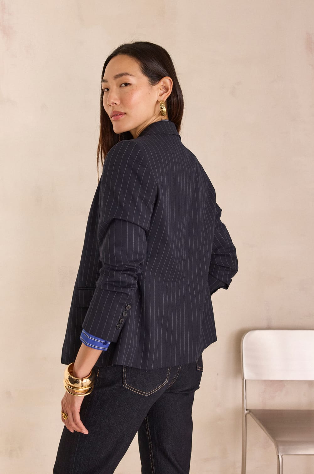 SIMONE striped blazer;${refinementColor}