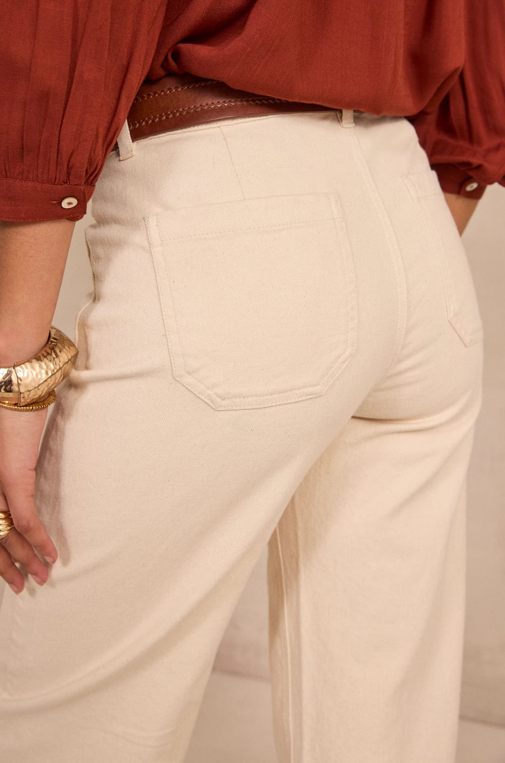 Wide cropped cotton blend pants MAE;${refinementColor}