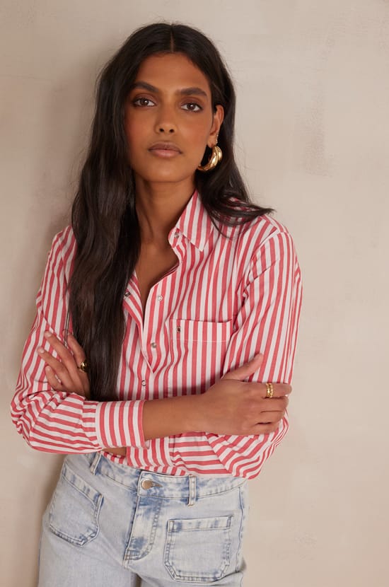 SAMY Striped Shirt;${refinementColor}
