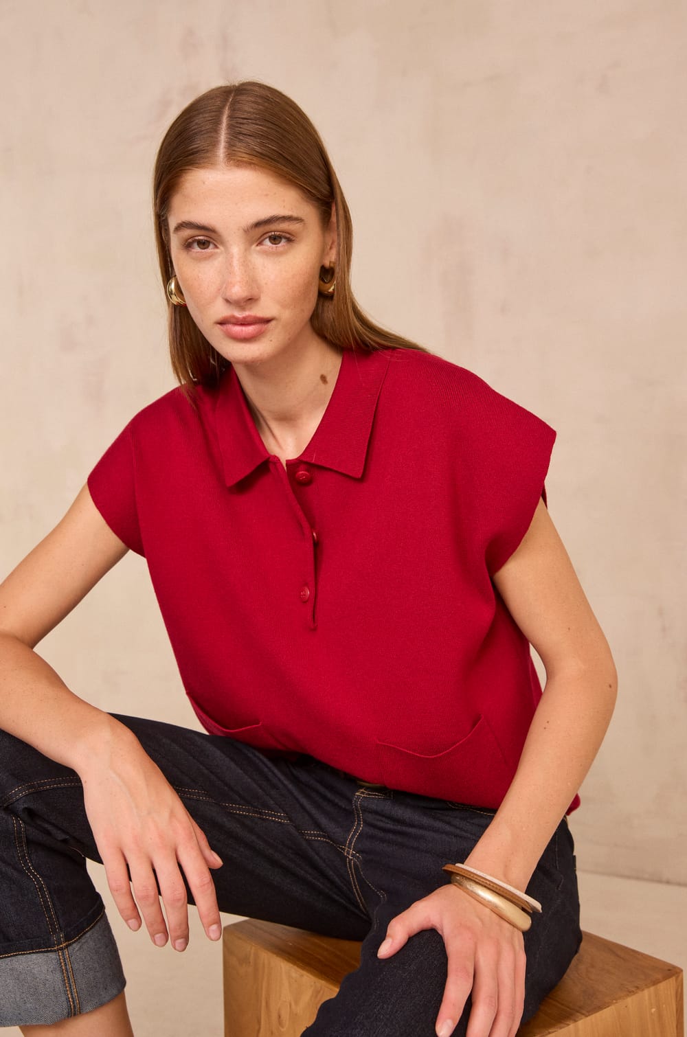 Jean cropped &agrave; revers DELIA;${refinementColor}