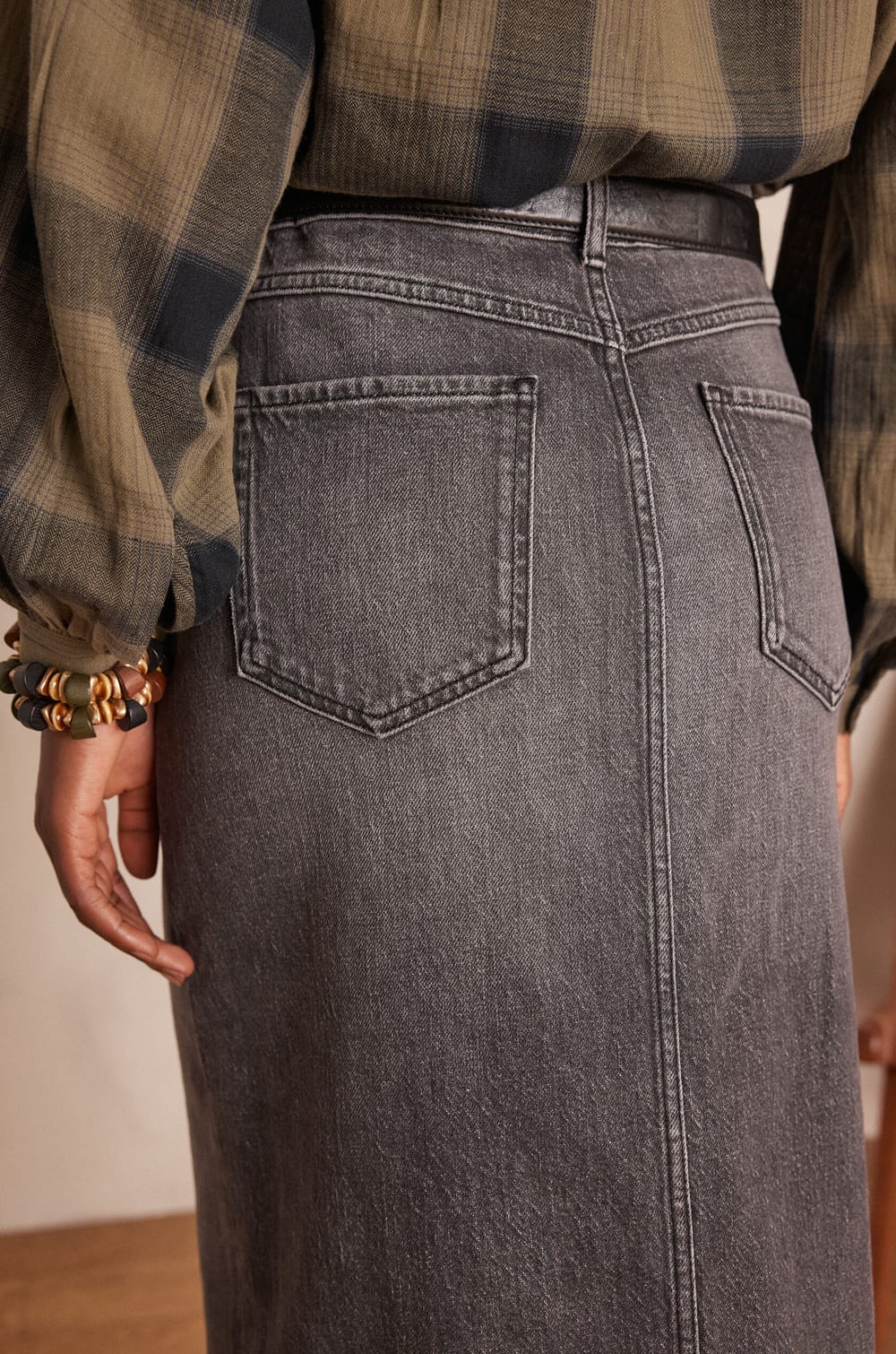 Jupe denim BIRDY en coton;${refinementColor}