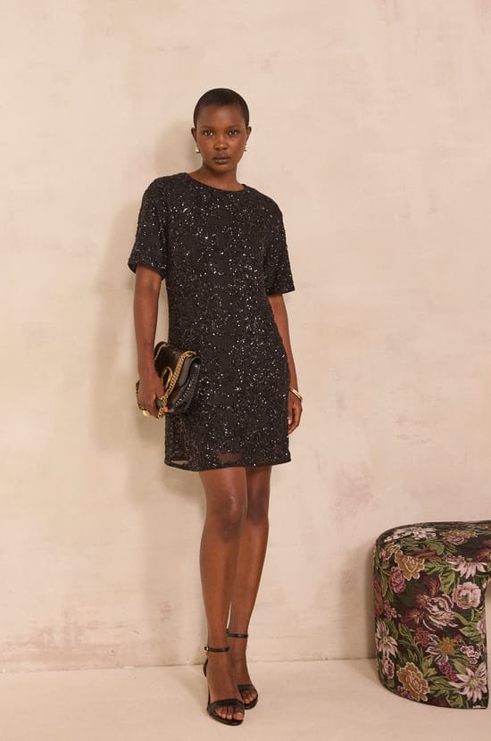 Embroidered sequin dress PARADIS;${refinementColor}