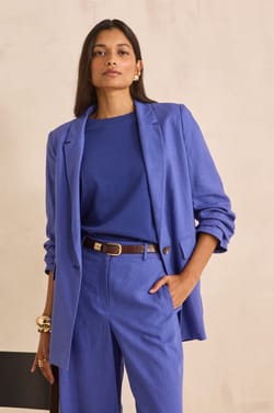 NELIA linen blend tailored jacket;${refinementColor}