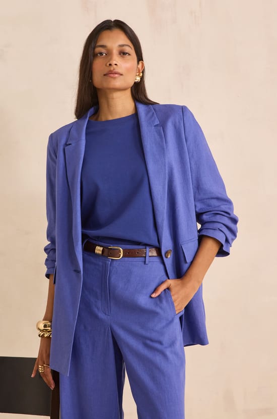 NELIA linen blend tailored jacket;${refinementColor}