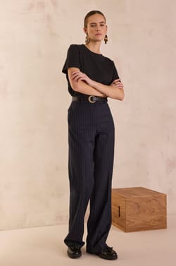 LAYLA high-waisted striped trousers;${refinementColor}