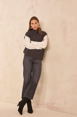 Wide cotton blend pants SOPHIA;${refinementColor}