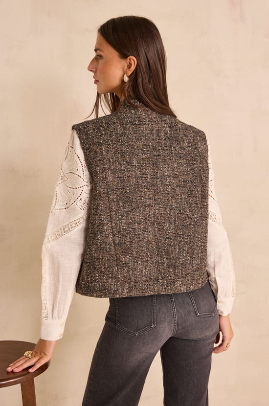 Sleeveless alpaca and cotton blend vest BABETH;${refinementColor}