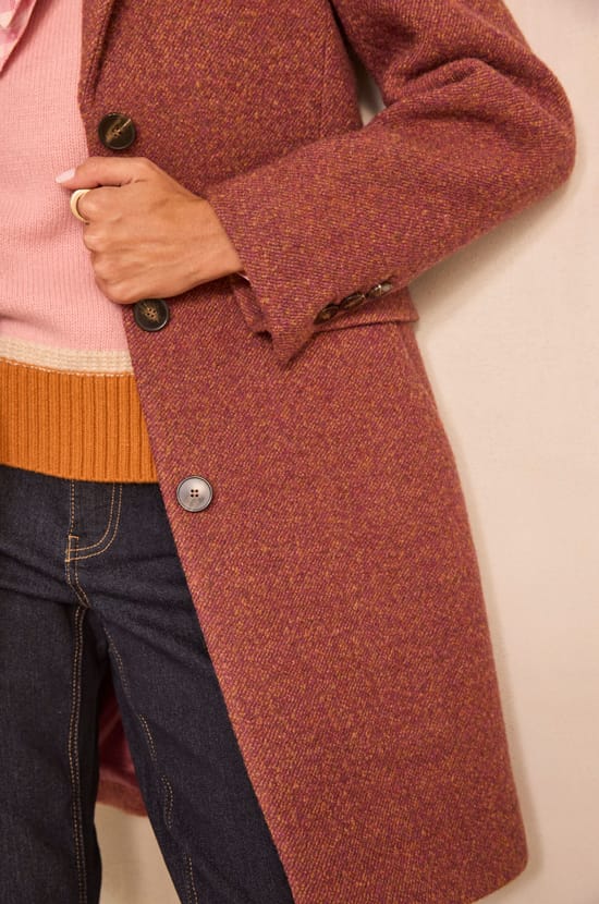 Anabelle long sleeve mixed wool coat;${refinementColor}