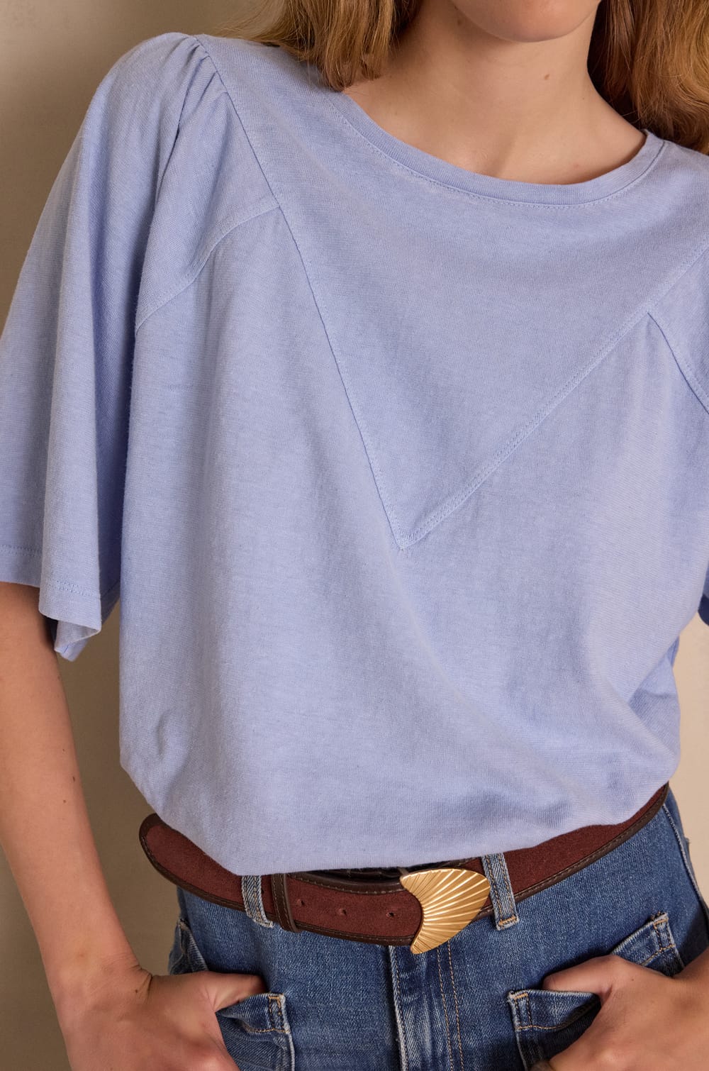 ANGELE T-shirt in hemp and cotton;${refinementColor}