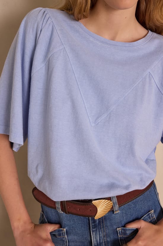 ANGELE T-shirt in hemp and cotton;${refinementColor}