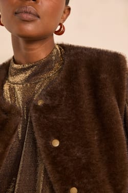 Brooklyn fluffy effect sleeveless vest;${refinementColor}