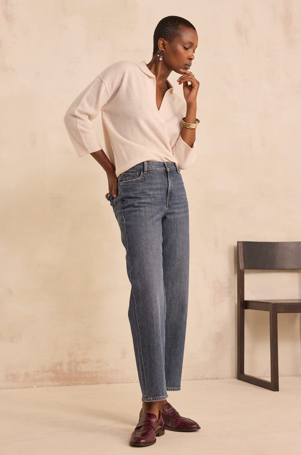 RUDY light washed straight cropped jeans;${refinementColor}