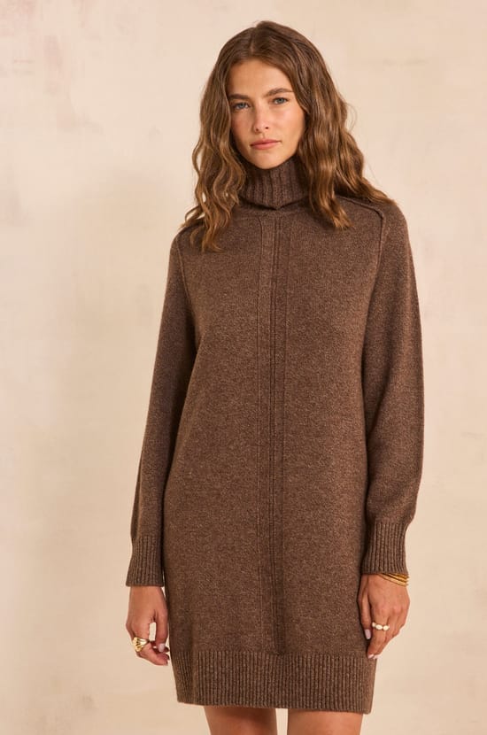 Perfect straight knit dress made of mixed wool and yak;${refinementColor}