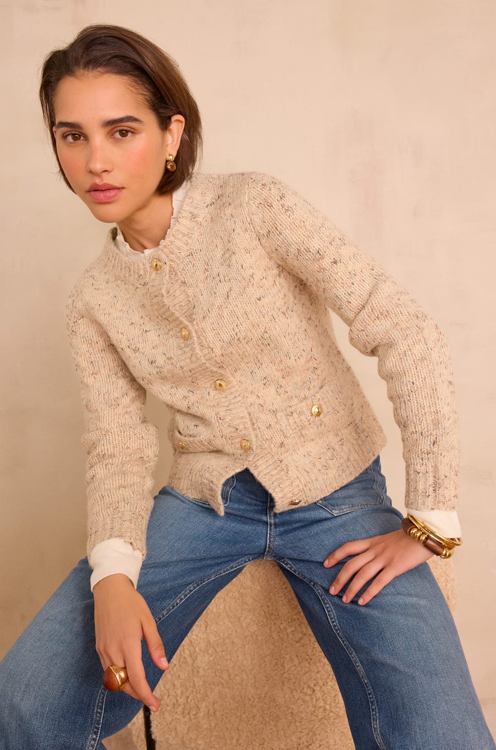 BALTO speckled cardigan;${refinementColor}