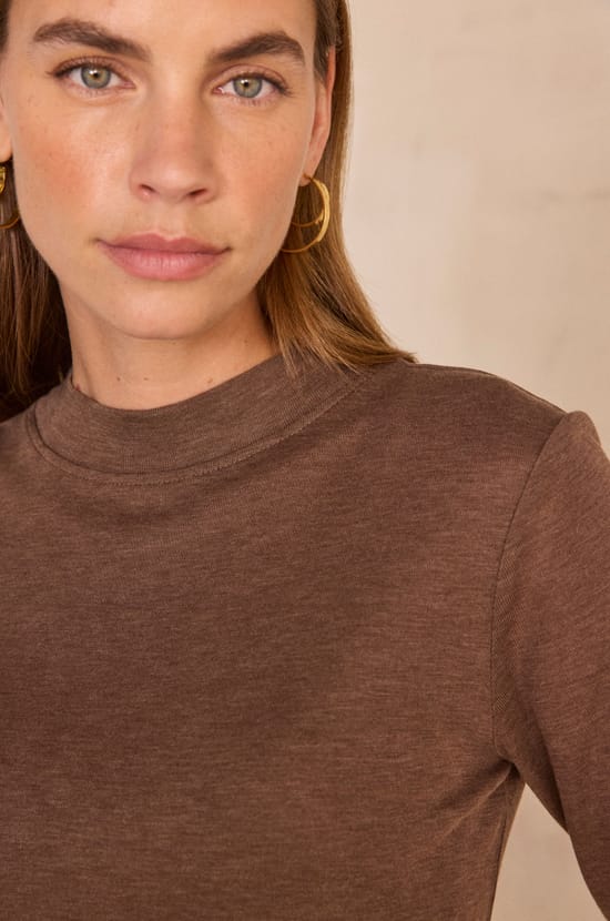 Flynn Long Sleeve Silk Blend T-Shirt;${refinementColor}