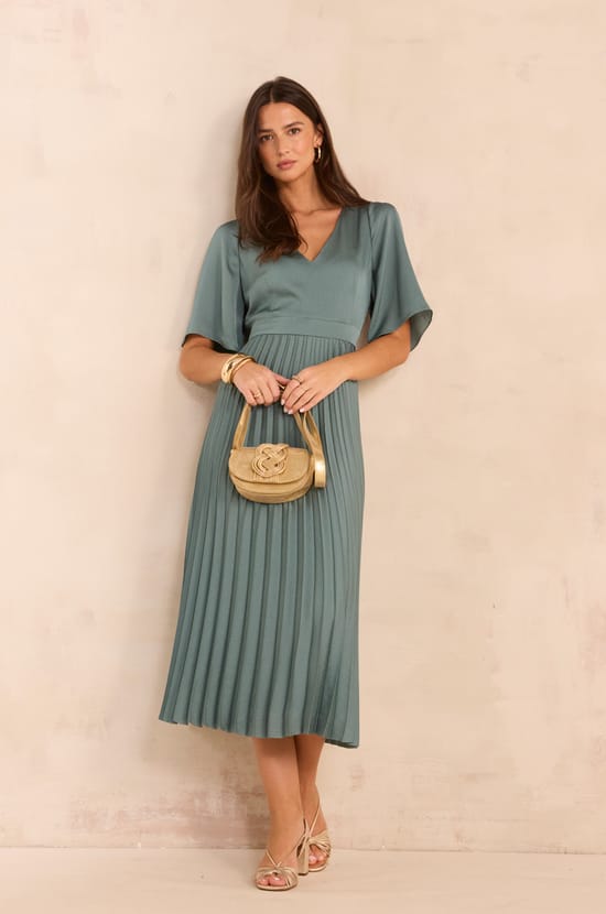 BILLIE long pleated dress;${refinementColor}
