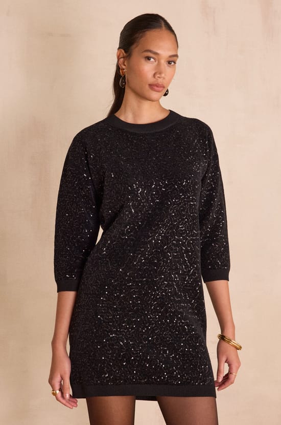 Short sequined jumper dress REVEILLON;${refinementColor}