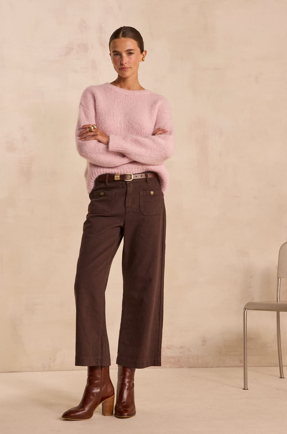 Wide cotton blend trousers MAE;${refinementColor}