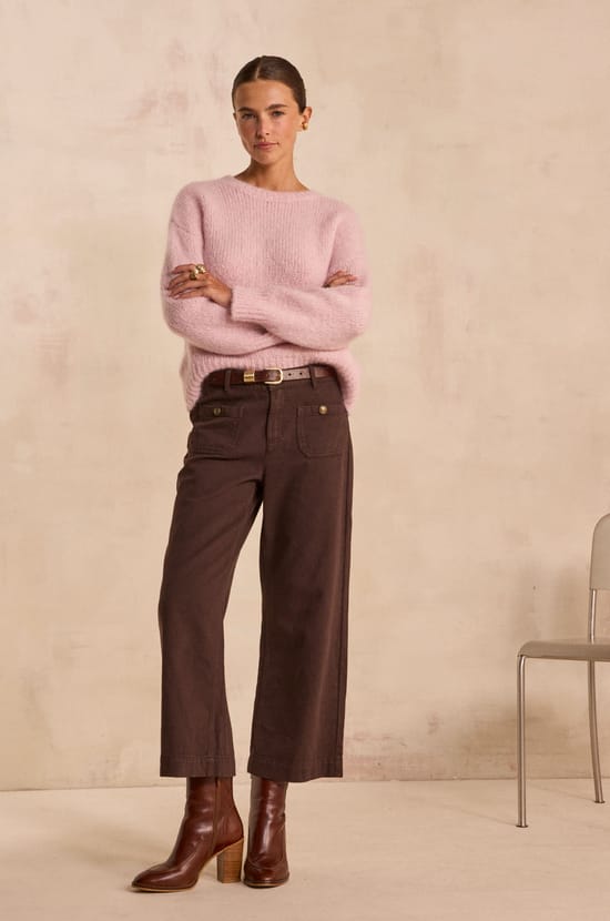 Wide cotton blend trousers MAE;${refinementColor}