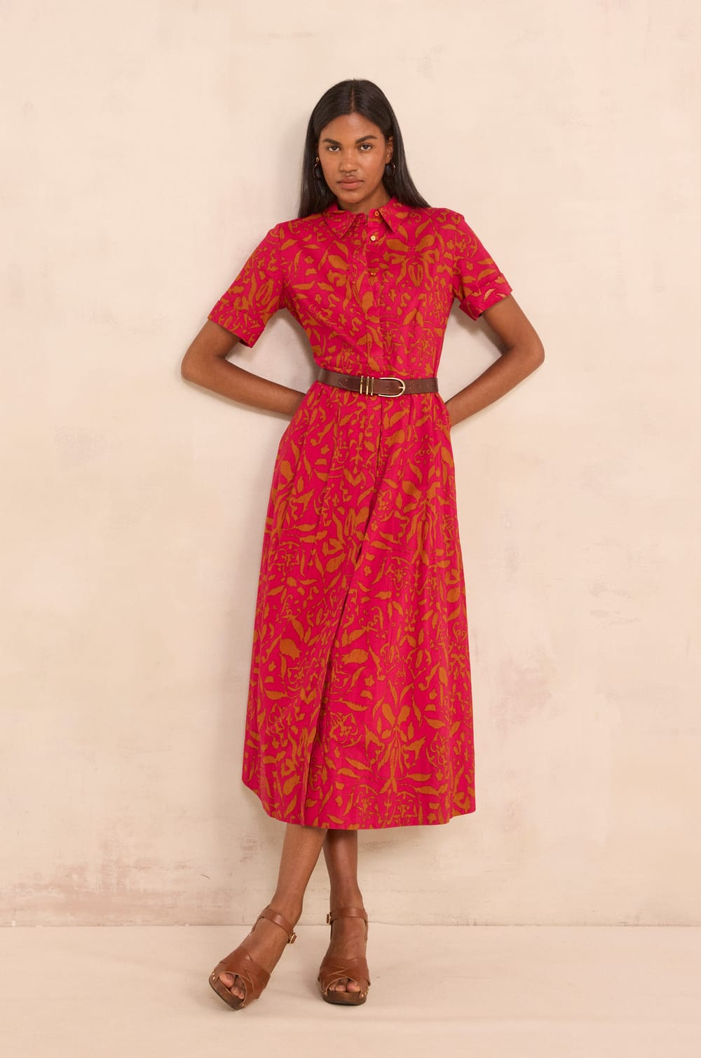 PALMA printed cotton straight dress;${refinementColor}